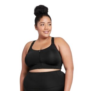 all in motion women's size 42C black front zip athletic bra black